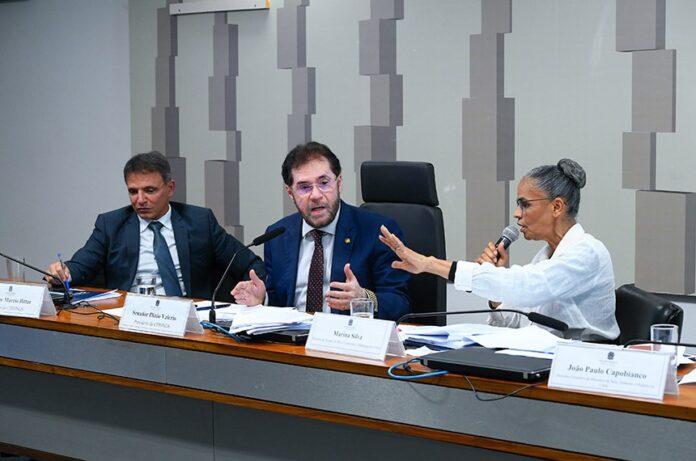 Marcio Bittar, Plinio Valério, Marina Silva, CPI DAS ONGS FOTO Marcos oliveira AGENCIA SENADO